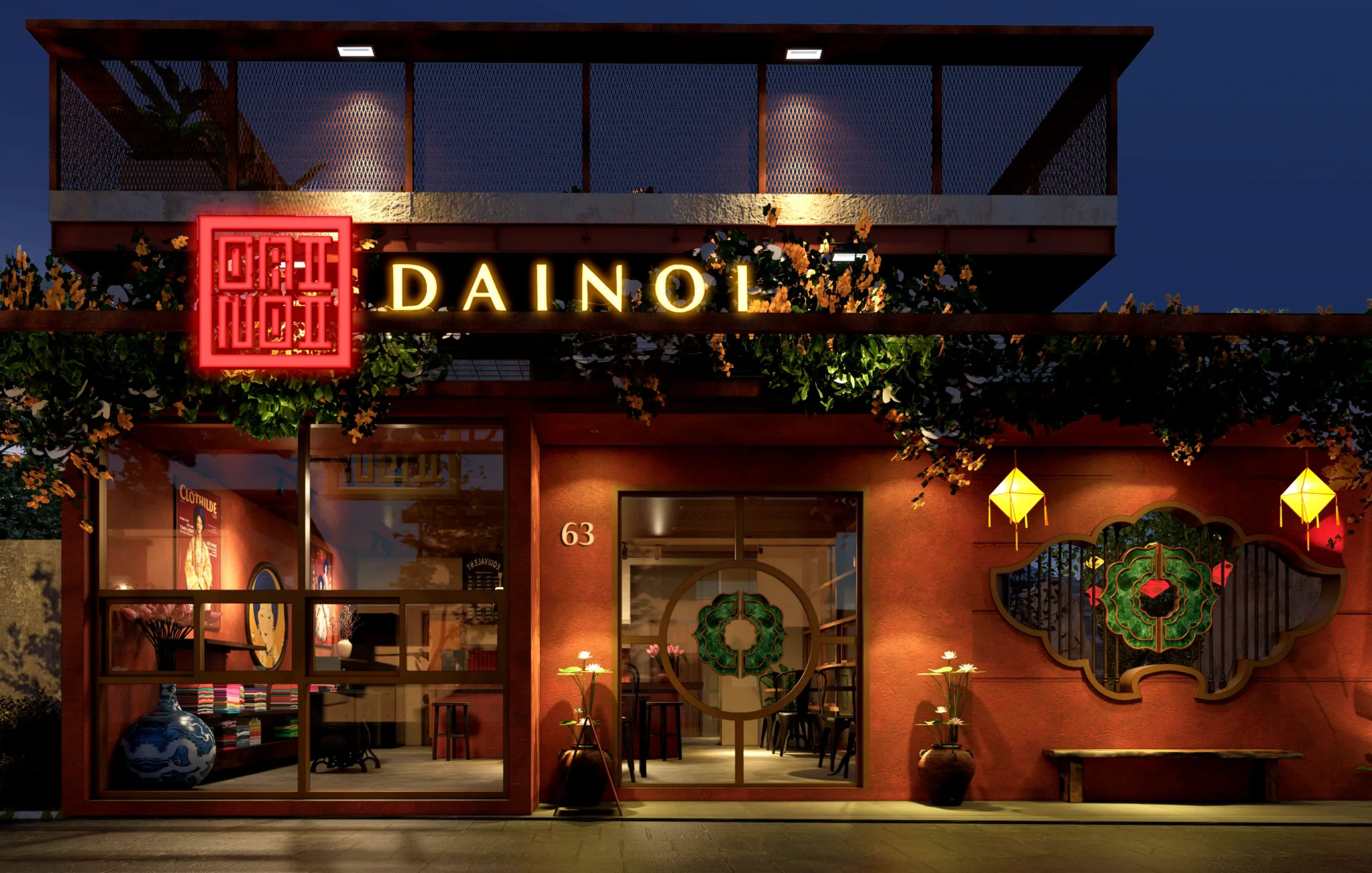 DAINOI cafe and homestay exterior in Huế, Vietnam